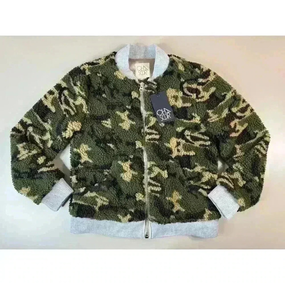 Chaser Womens Camo Teddy Bear Bomber Jacket NWT Small Satin Lined Neutral Zip Up - Picture 1 of 9